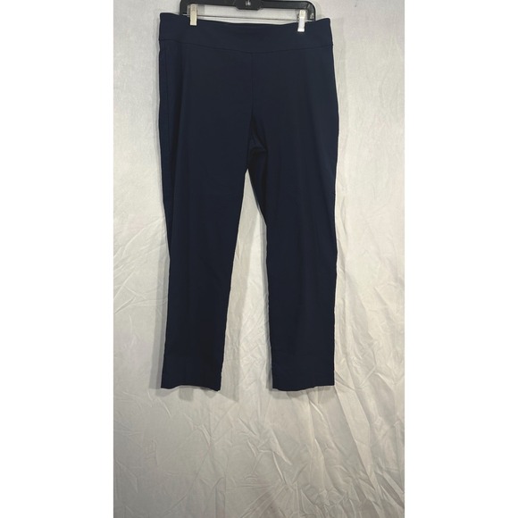 dana buchman Rayon Blend Pull Up Stretch Waist Dress Pants Navy Blue Size L - Picture 1 of 9